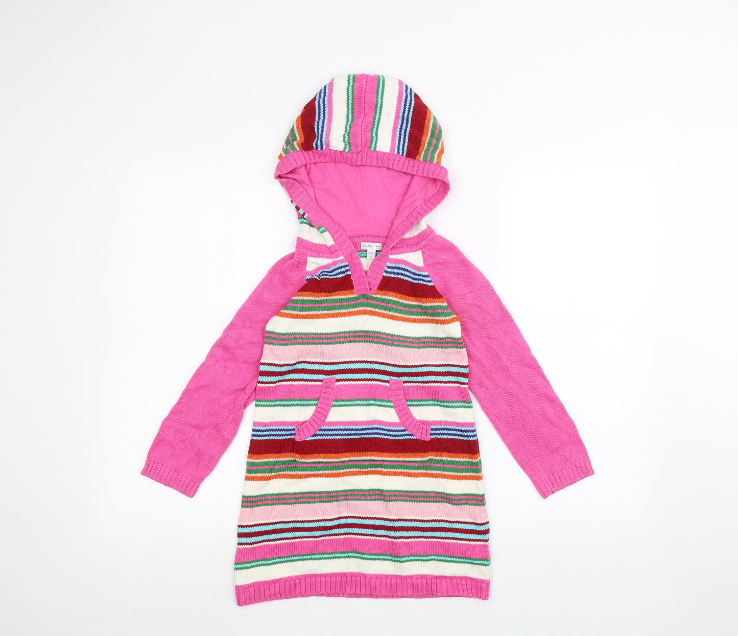 Gap Girls Pink Striped  Pullover Hoodie Size 5 Years