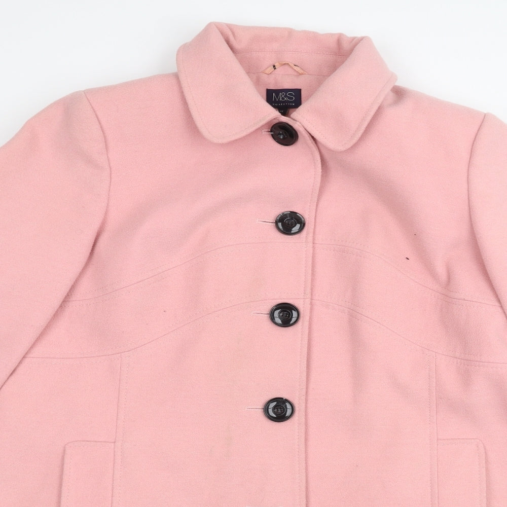 Marks and Spencer Womens Pink   Overcoat Coat Size 16