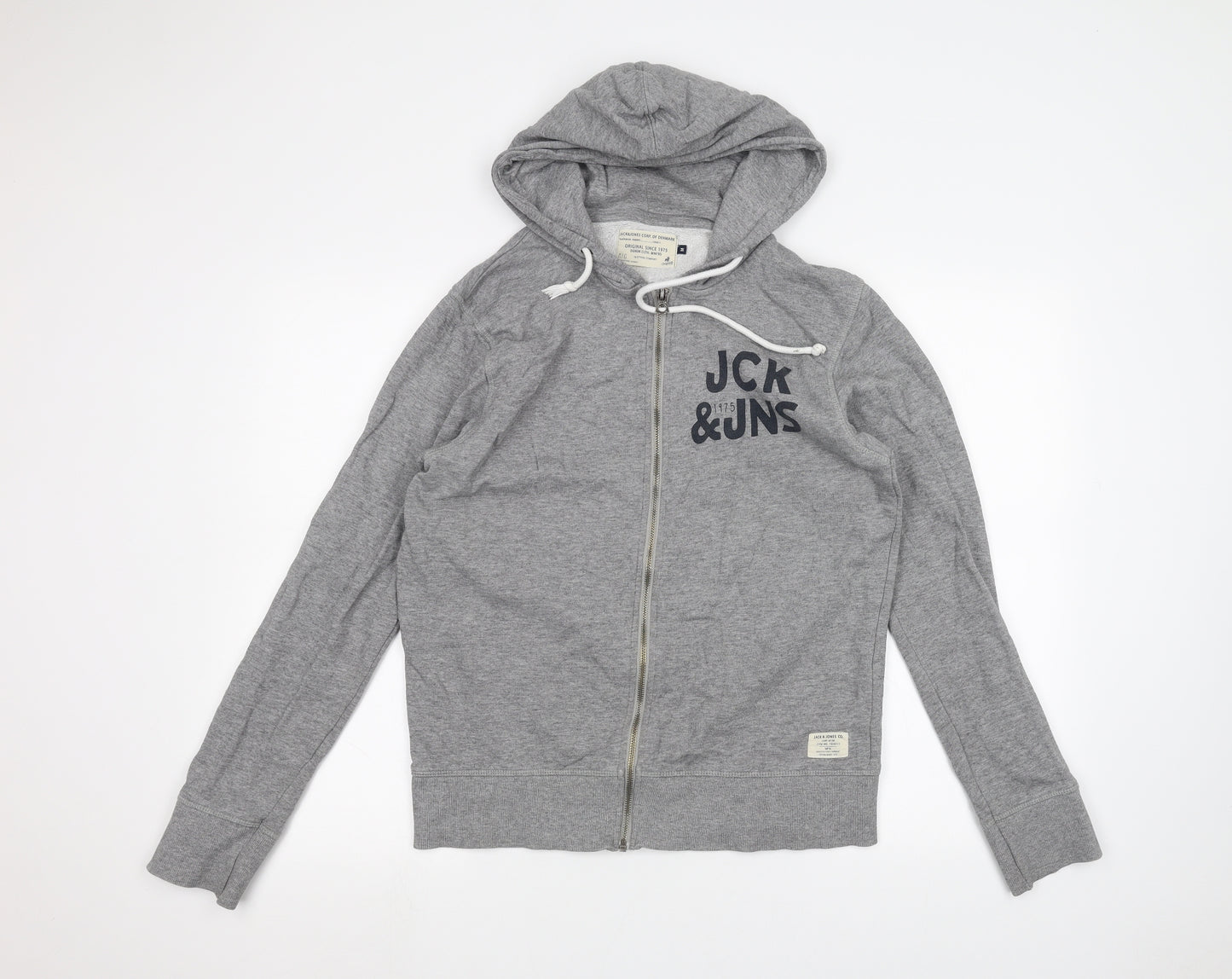 JACK & JONES Mens Grey   Full Zip Hoodie Size M