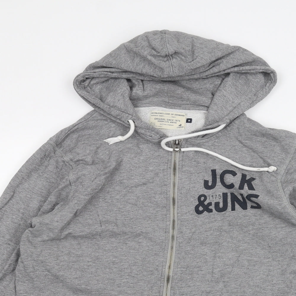 JACK & JONES Mens Grey   Full Zip Hoodie Size M