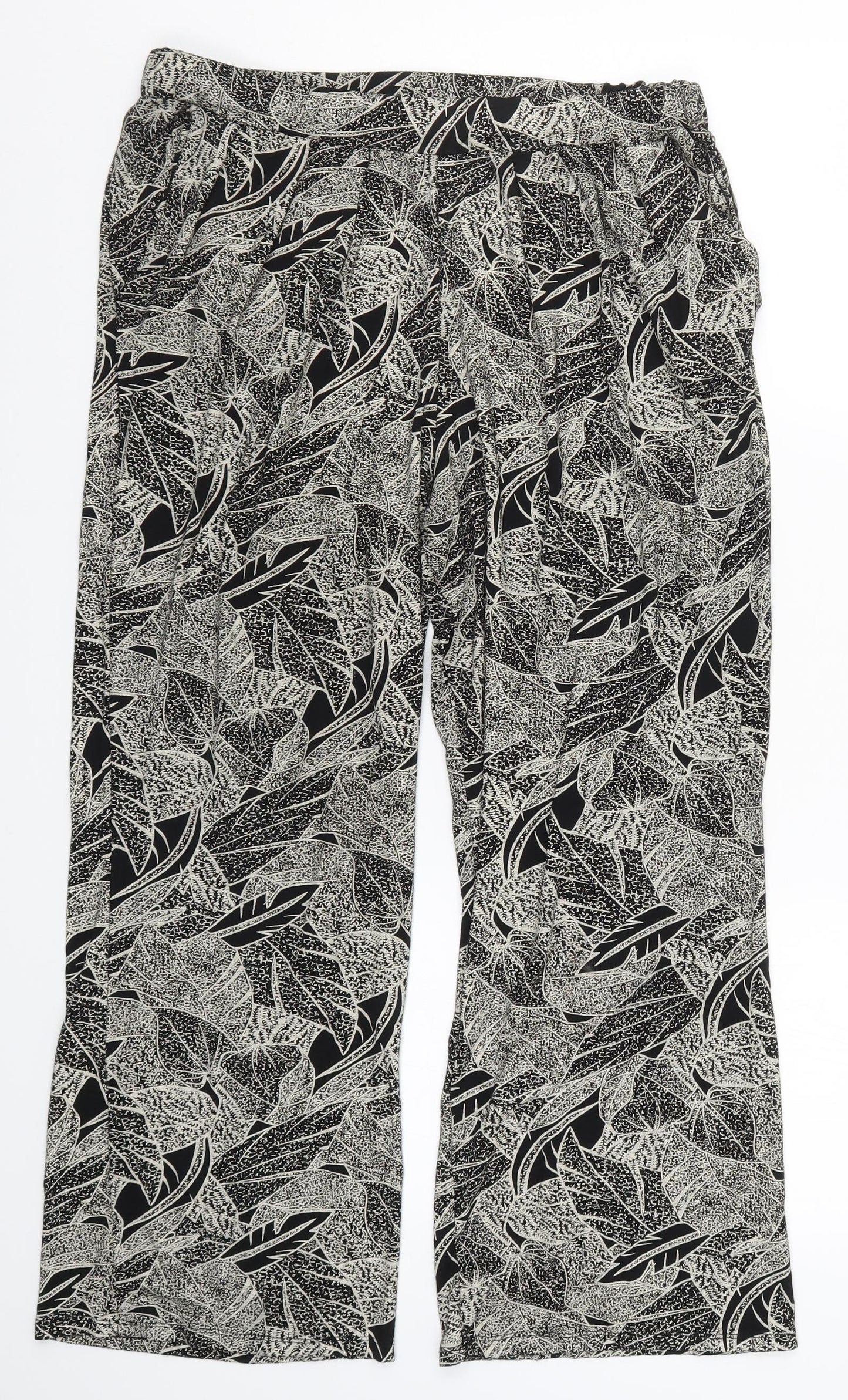 CMD Womens Beige Floral  Trousers  Size 14 L25 in - Leaf Print