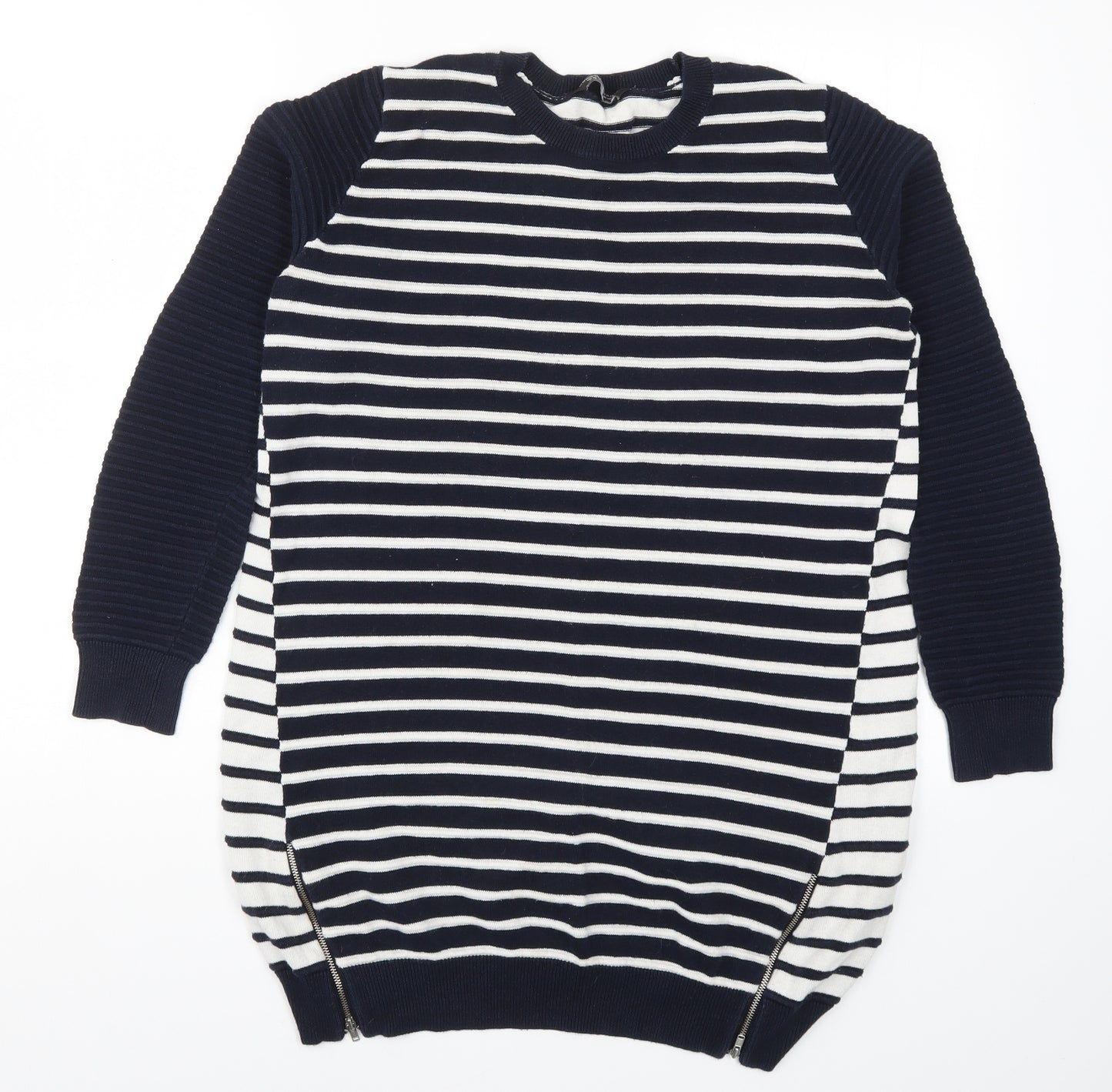 Dorothy Pekrins Womens Blue Striped Knit Pullover Jumper Size 14