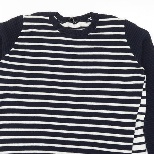 Dorothy Pekrins Womens Blue Striped Knit Pullover Jumper Size 14