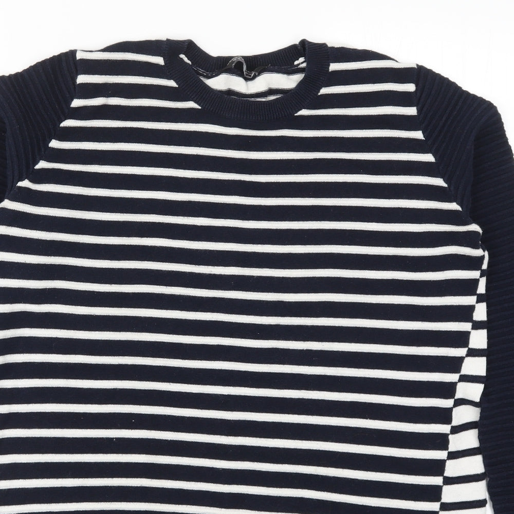 Dorothy Pekrins Womens Blue Striped Knit Pullover Jumper Size 14