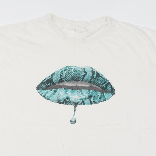 Preworn Mens White    T-Shirt Size XL  - Blue Lips