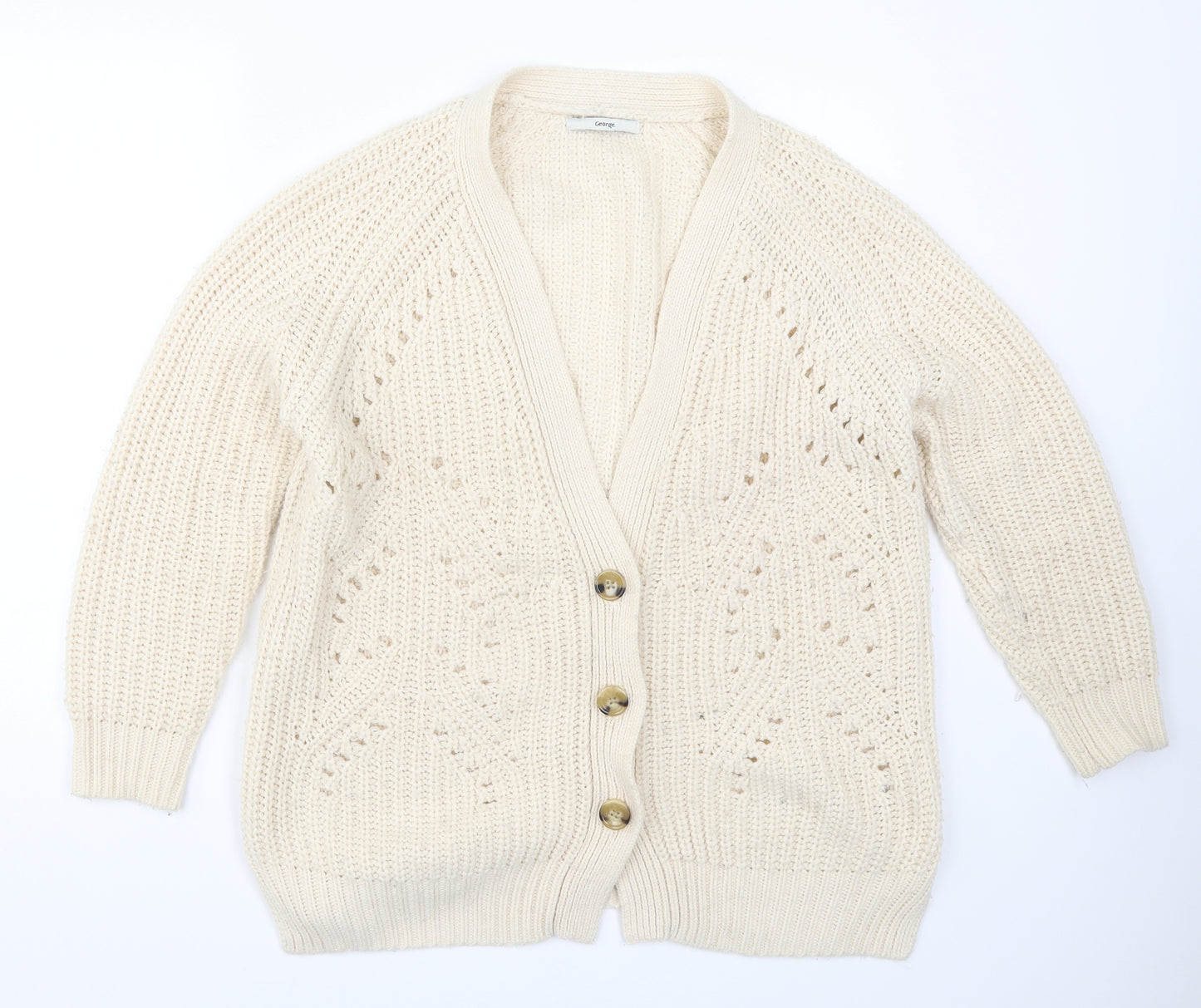 George Womens Beige  Knit Cardigan Jumper Size 12