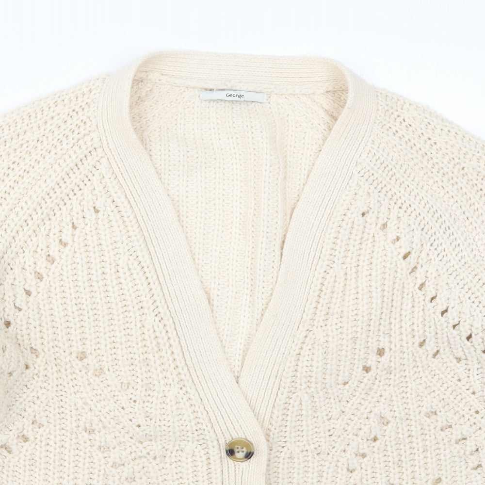 George Womens Beige  Knit Cardigan Jumper Size 12