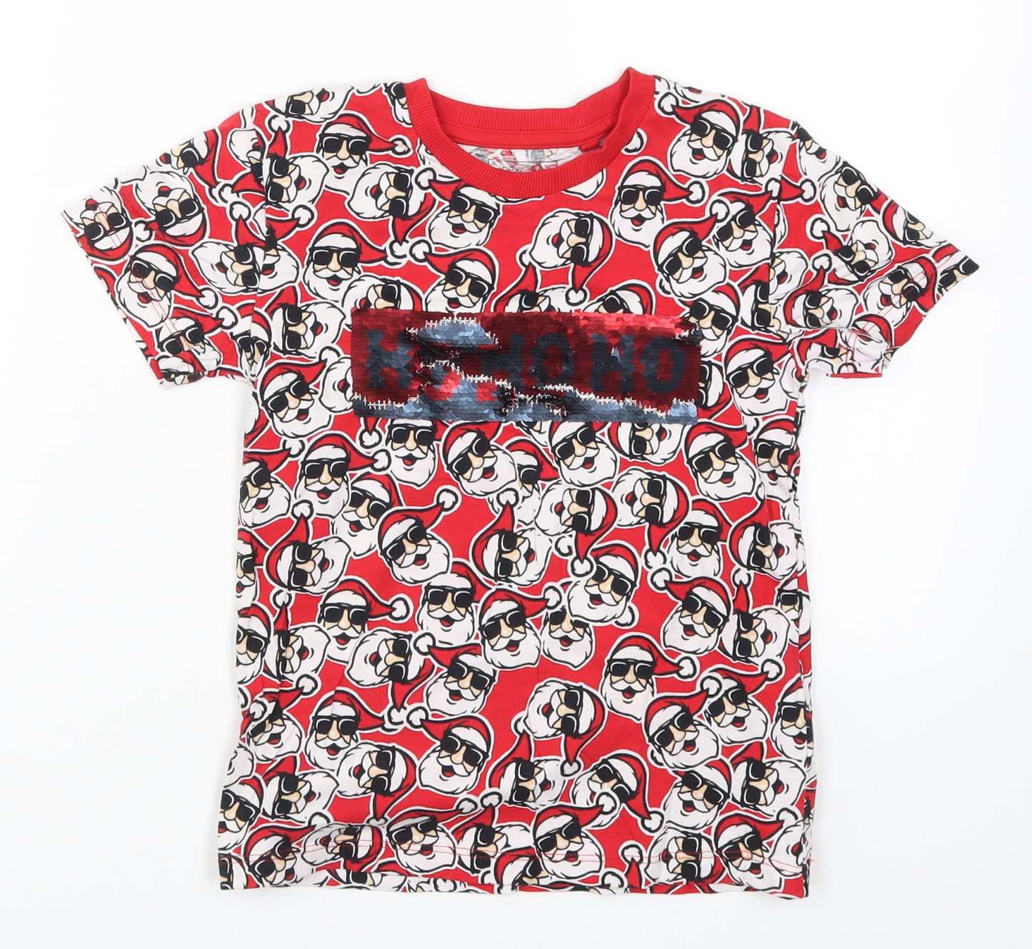NEXT Boys Red   Basic T-Shirt Size 6 Years  - Santa Ho Ho Ho
