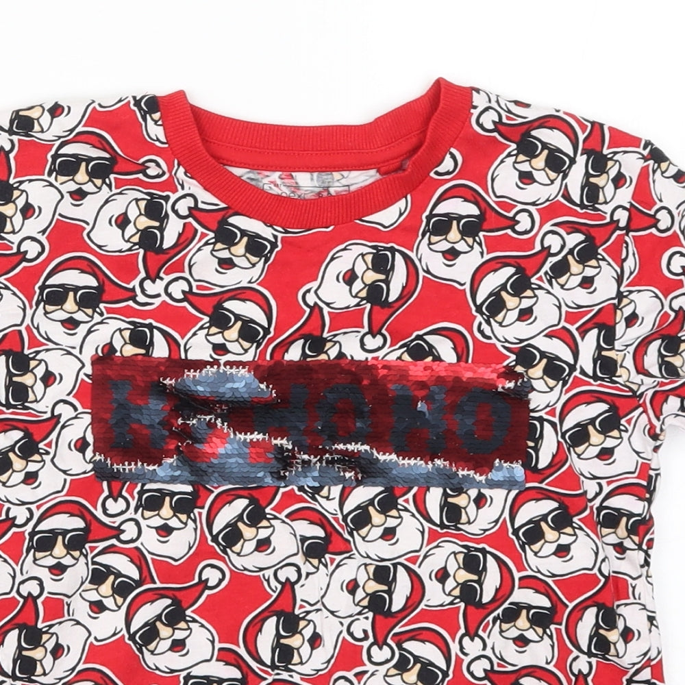 NEXT Boys Red   Basic T-Shirt Size 6 Years  - Santa Ho Ho Ho