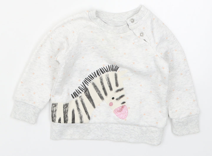 Primark Girls Grey   Basic T-Shirt Size 3-6 Months  - Zebra