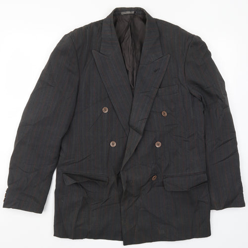 Preworn Mens Grey Striped  Jacket Suit Jacket Size 40  - Red and Blue