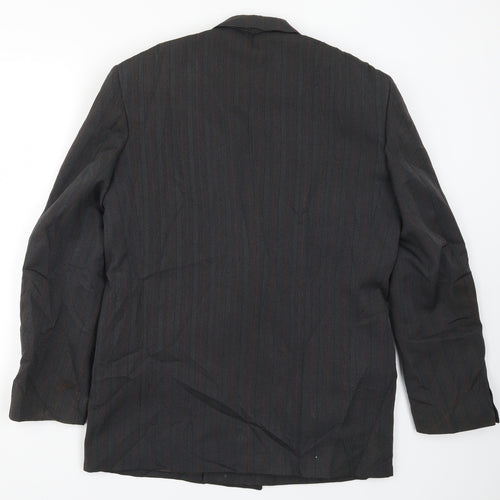 Preworn Mens Grey Striped  Jacket Suit Jacket Size 40  - Red and Blue