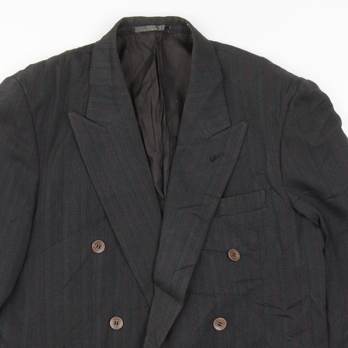 Preworn Mens Grey Striped  Jacket Suit Jacket Size 40  - Red and Blue
