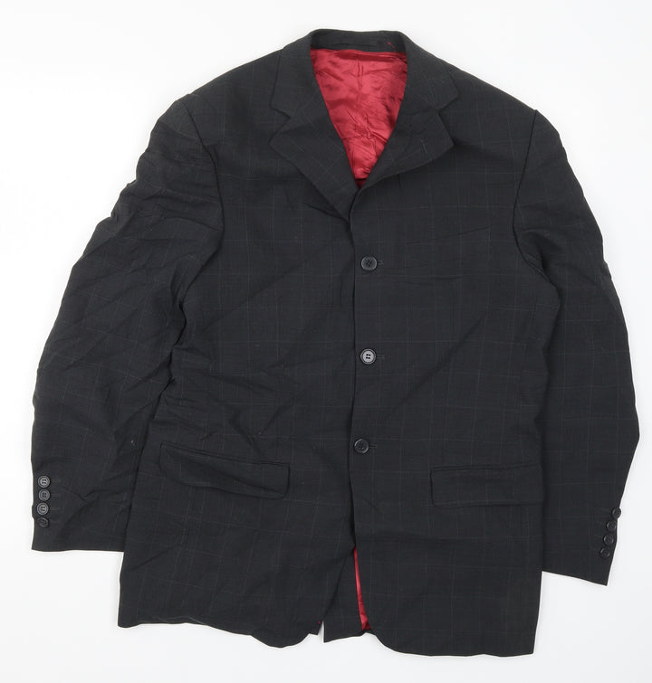 Hugo James Mens Grey Check  Jacket Suit Jacket Size 36