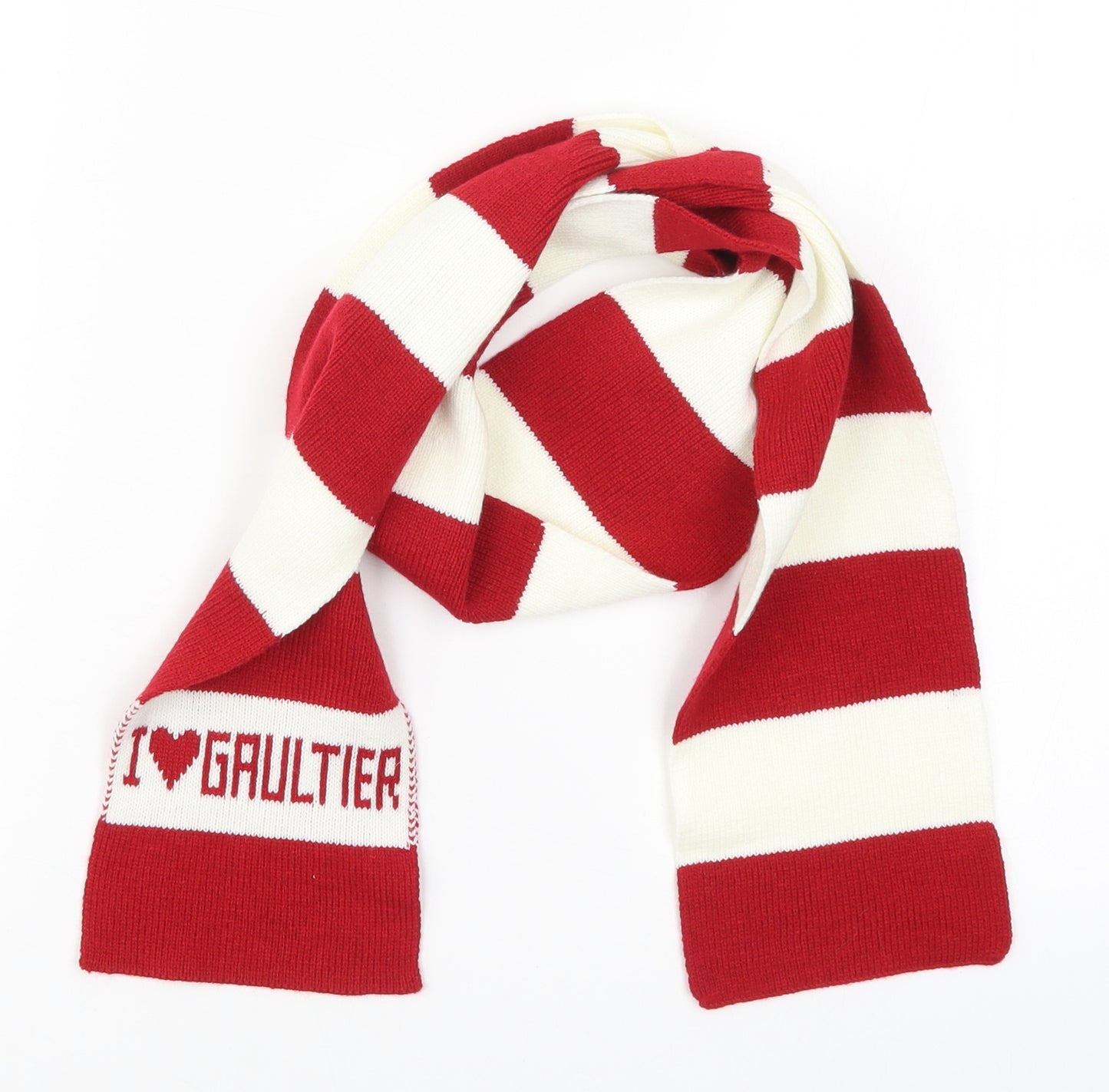 Preworn Womens Red Striped   Scarf   - I Love Gaultier