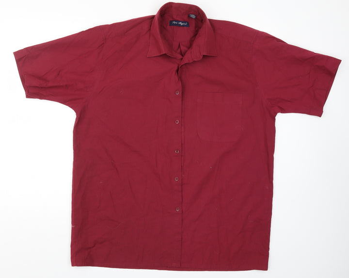 Tom Hagan Mens Red Button-Up Size L - Burgundy