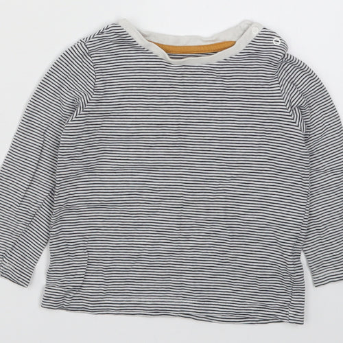 Fred & Flo Boys Blue Striped  Basic T-Shirt Size 12-18 Months