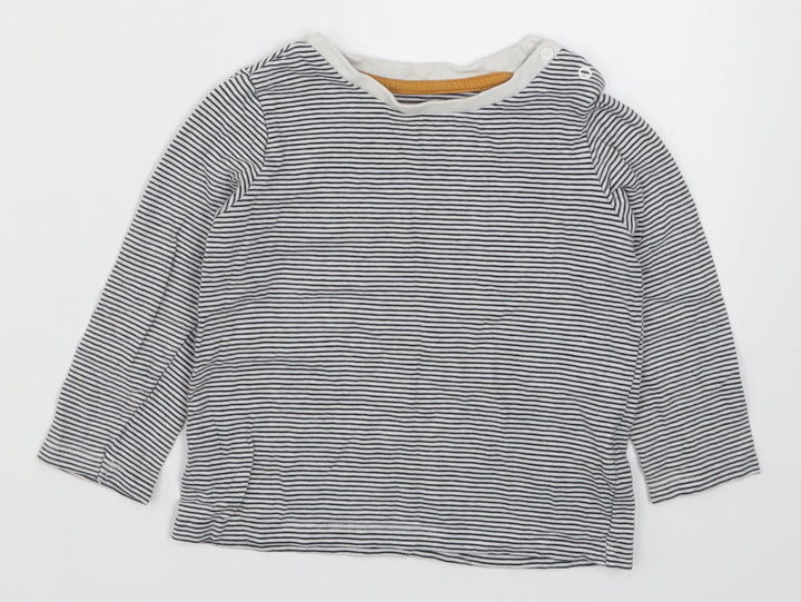 Fred & Flo Boys Blue Striped  Basic T-Shirt Size 12-18 Months