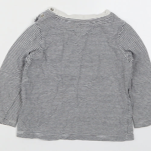 Fred & Flo Boys Blue Striped  Basic T-Shirt Size 12-18 Months