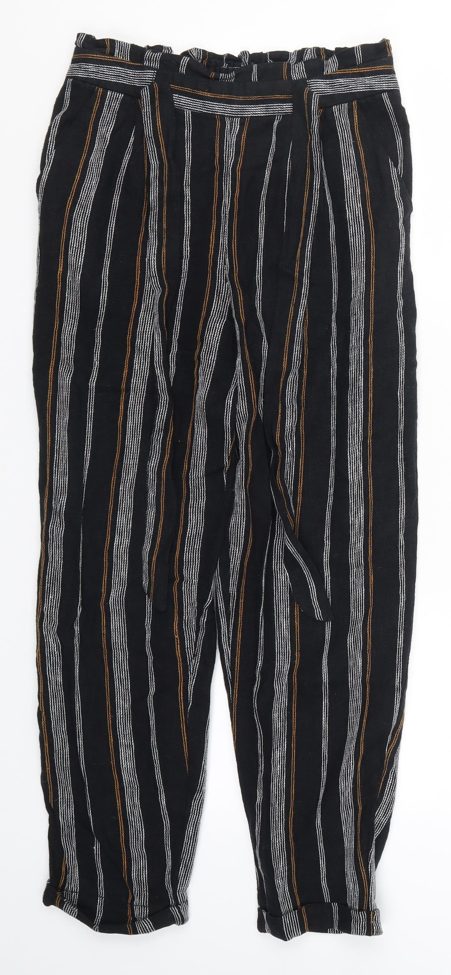 F&F Womens Black Striped  Trousers  Size 6 L27 in