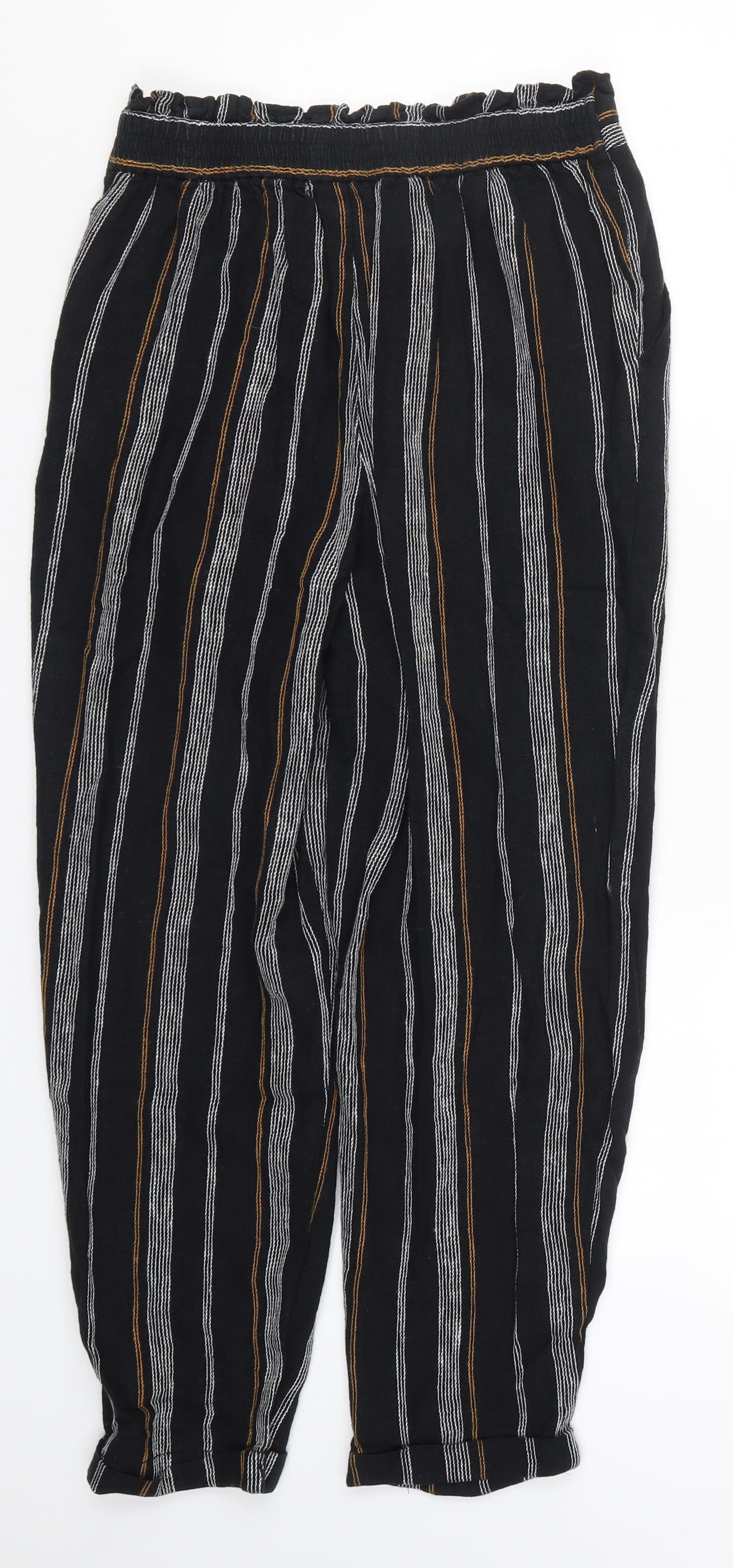 F&F Womens Black Striped  Trousers  Size 6 L27 in