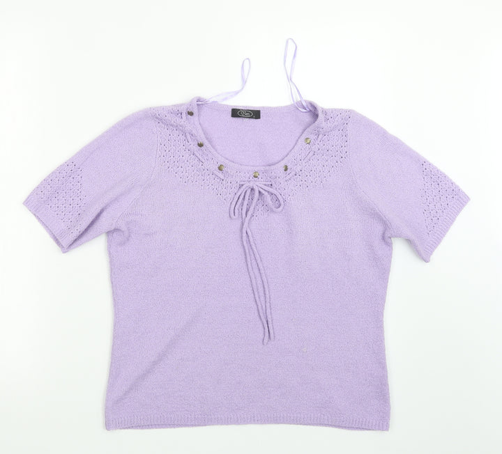 BM Womens Purple Knit Pullover Jumper Size S