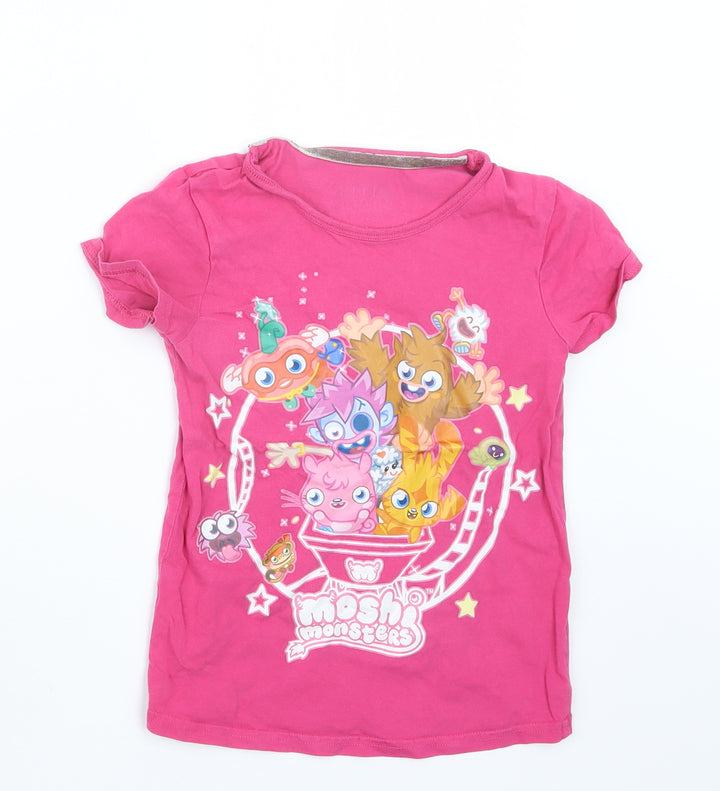 F&F Girls Pink   Basic T-Shirt Size 7-8 Years  - Moshi Monsters