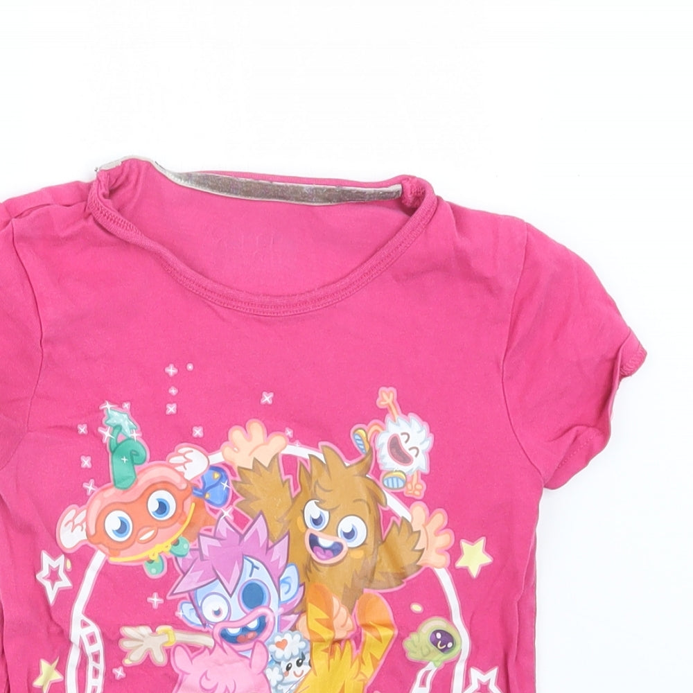 F&F Girls Pink   Basic T-Shirt Size 7-8 Years  - Moshi Monsters
