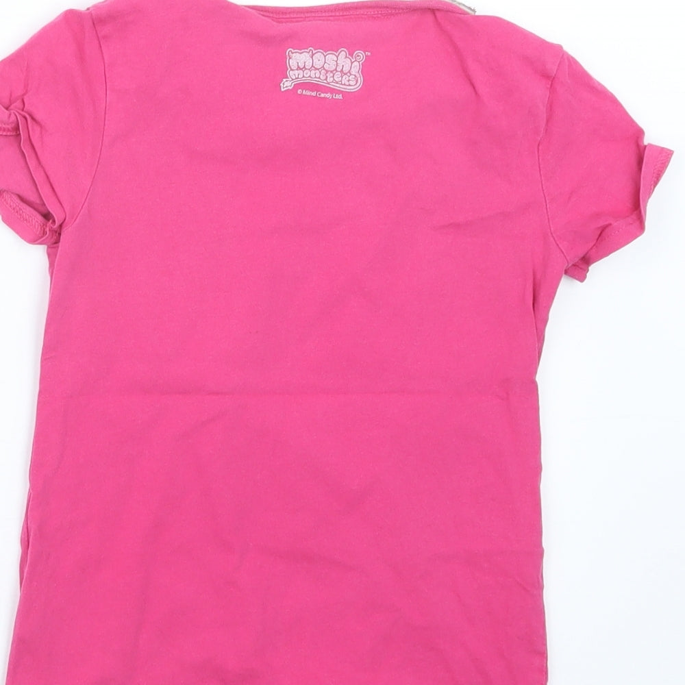 F&F Girls Pink   Basic T-Shirt Size 7-8 Years  - Moshi Monsters