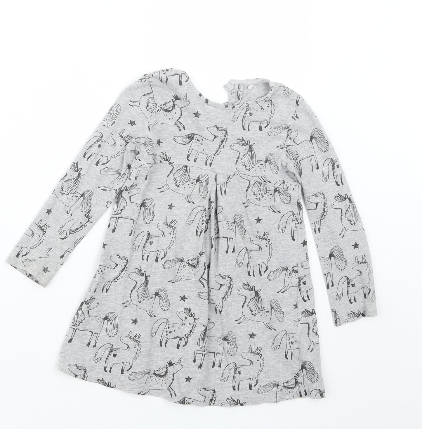 NEXT Girls Grey Geometric  T-Shirt Dress  Size 3-4 Years