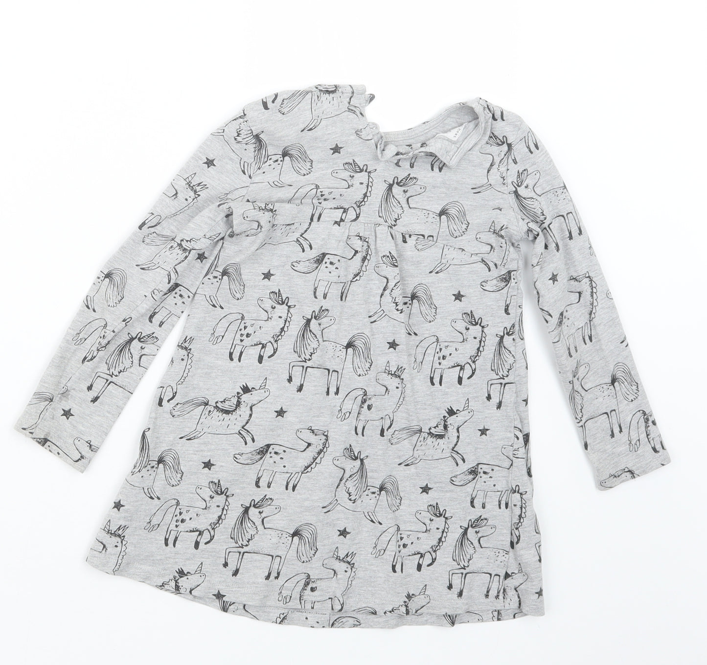 NEXT Girls Grey Geometric  T-Shirt Dress  Size 3-4 Years