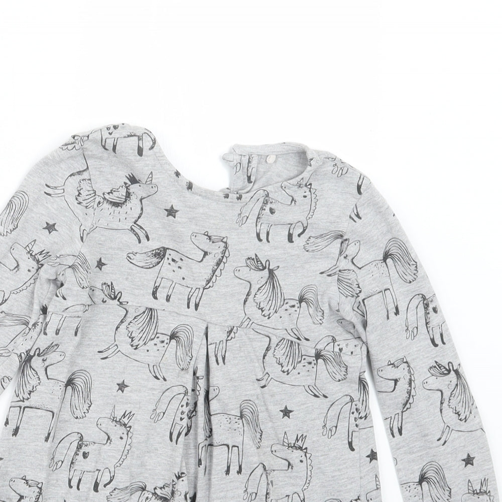 NEXT Girls Grey Geometric  T-Shirt Dress  Size 3-4 Years