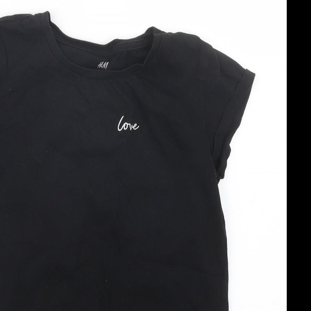 H&M Girls Black   Basic T-Shirt Size 10-11 Years