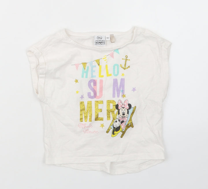 Disney Girls White Basic T-Shirt Size 6 Years - Minnie Mouse