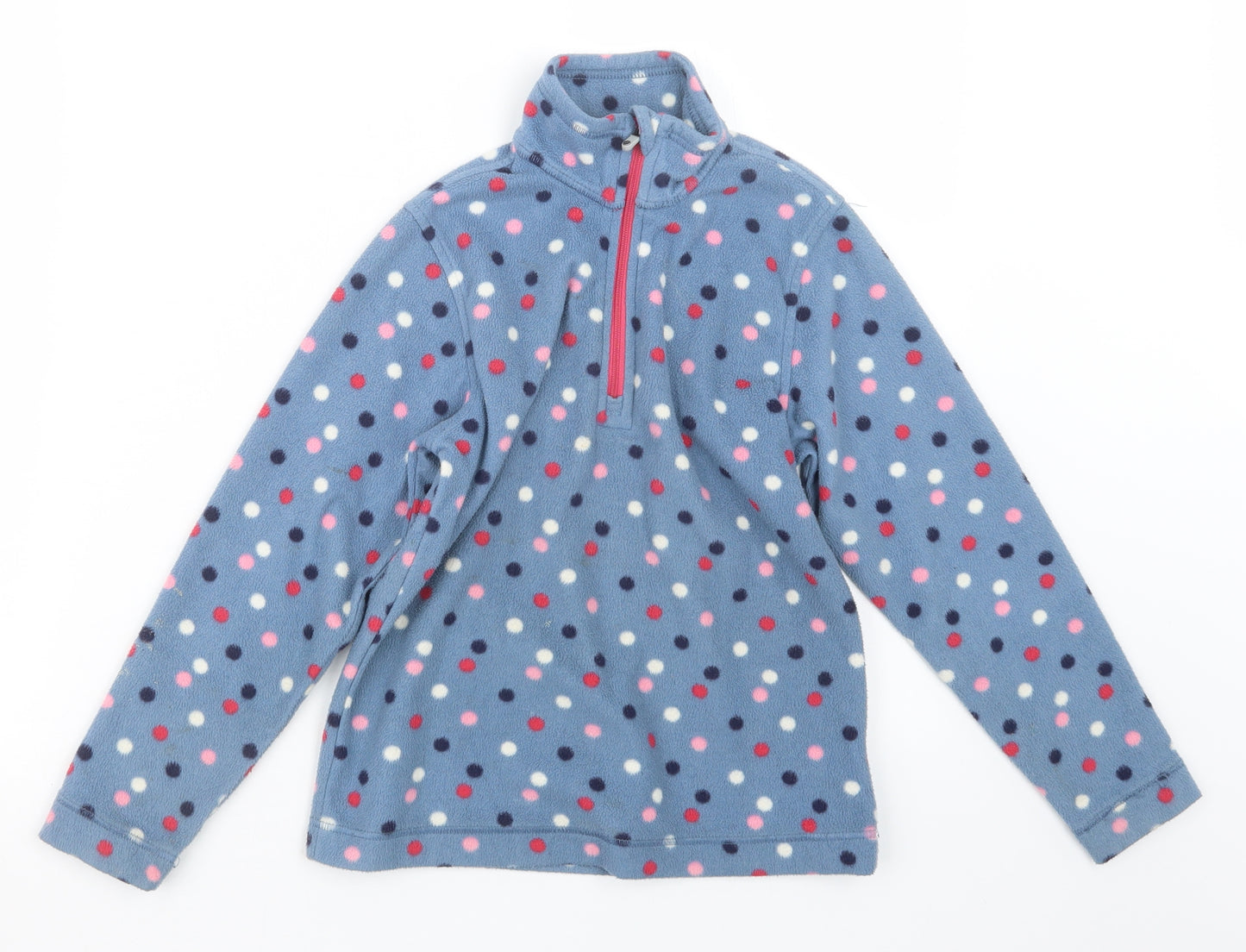 Lands' End Girls Blue Polka Dot  Pullover Sweatshirt Size 6-7 Years