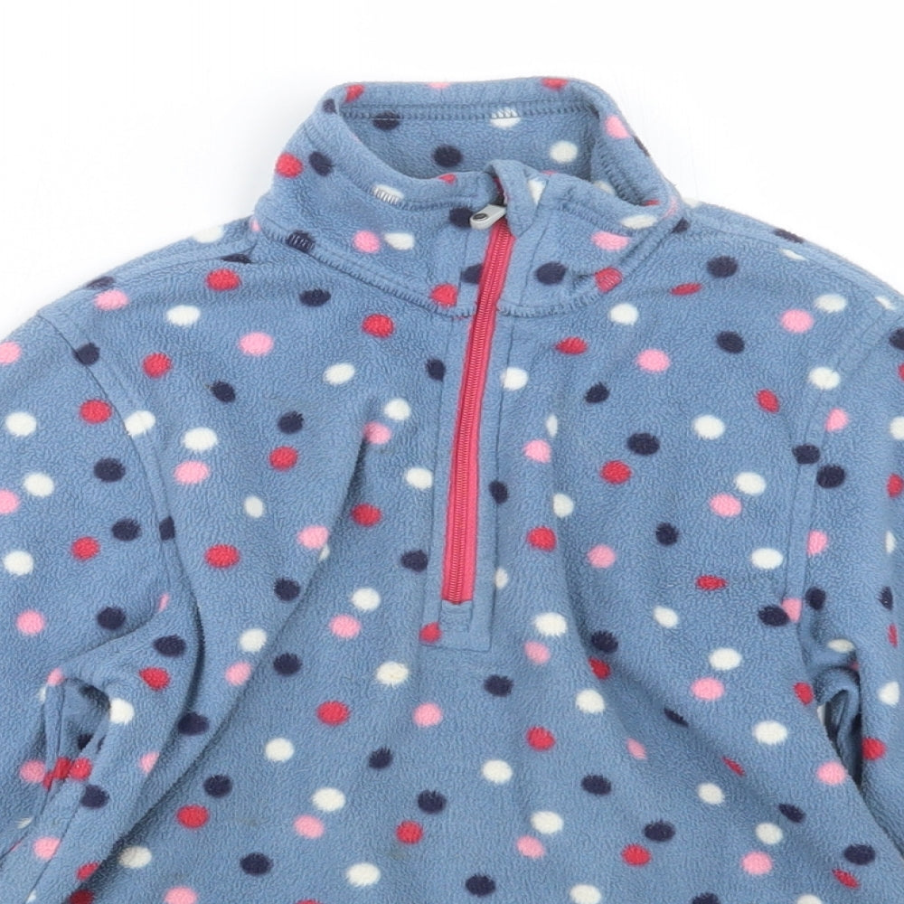 Lands' End Girls Blue Polka Dot  Pullover Sweatshirt Size 6-7 Years