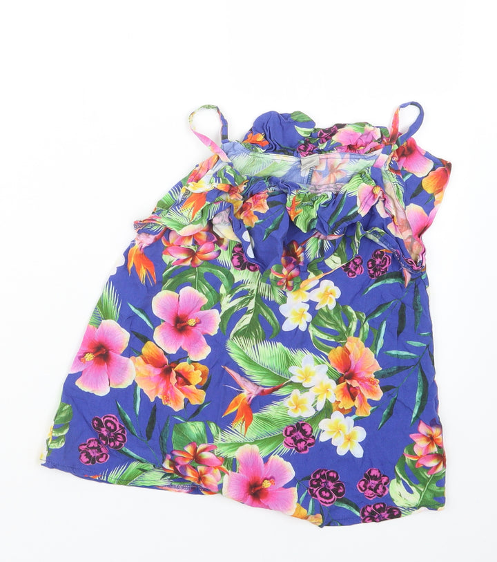 TU Girls Blue Geometric Tunic Blouse Size 11 Years
