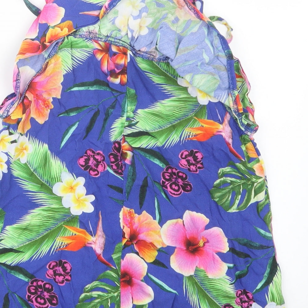 TU Girls Blue Geometric  Tunic Blouse Size 11 Years