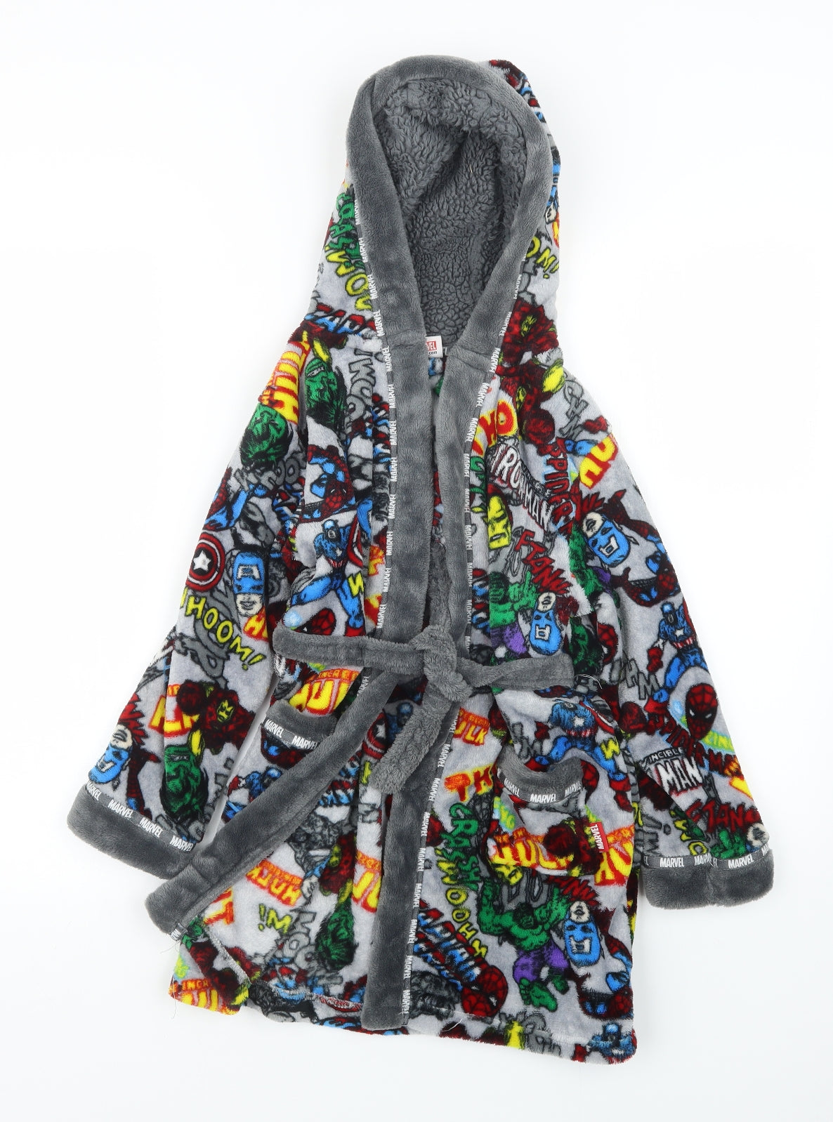 Marvel Comics Boys Grey Geometric   Robe Size 8 Years  - Marvel