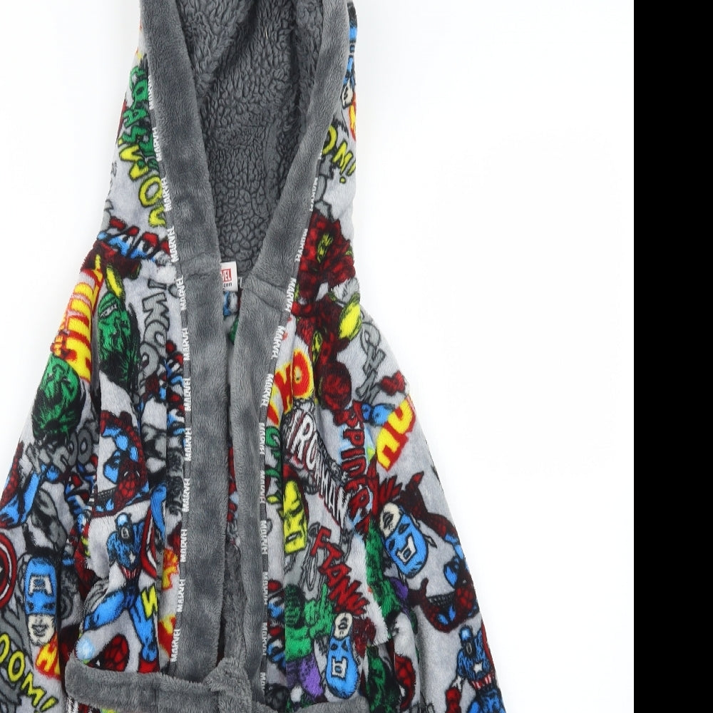 Marvel Comics Boys Grey Geometric   Robe Size 8 Years  - Marvel