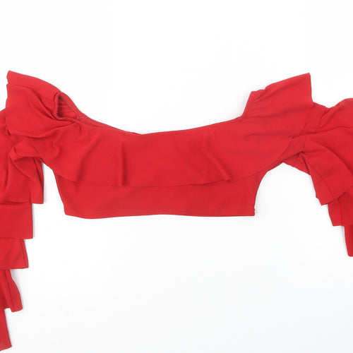 I SAW IT FIRST Womens Red   Cropped T-Shirt Size 6