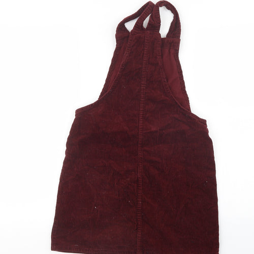 Denim Co. Womens Red  Velvet Pinafore/Dungaree Dress  Size 6