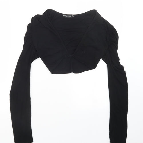 PRETTYLITTLETHING Womens Black   Cropped T-Shirt Size 8