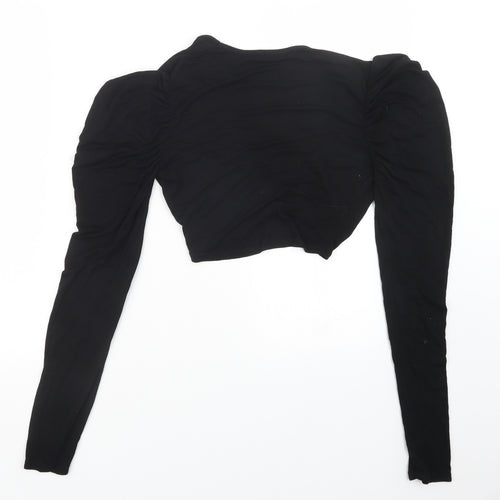 PRETTYLITTLETHING Womens Black   Cropped T-Shirt Size 8