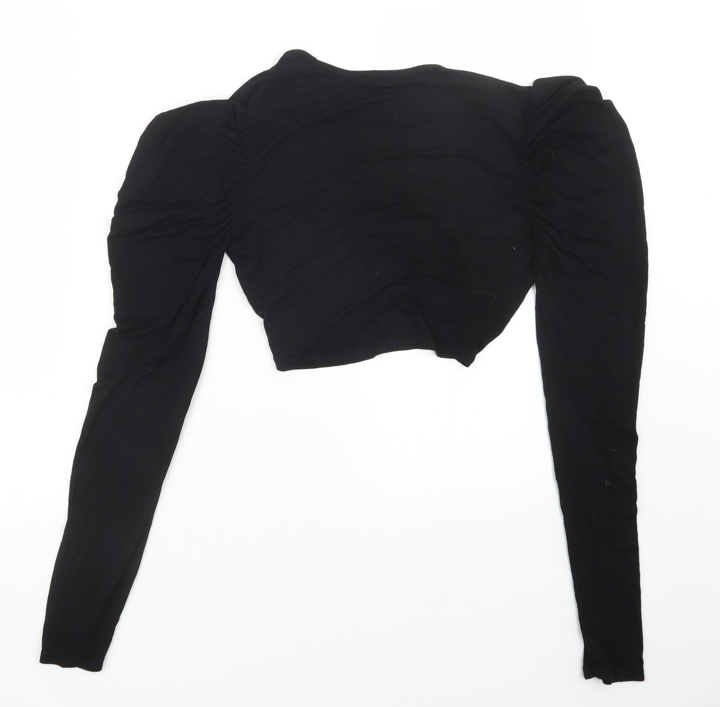 PRETTYLITTLETHING Womens Black   Cropped T-Shirt Size 8