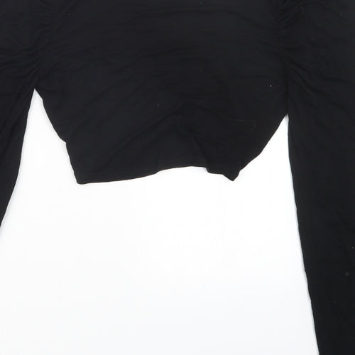 PRETTYLITTLETHING Womens Black   Cropped T-Shirt Size 8