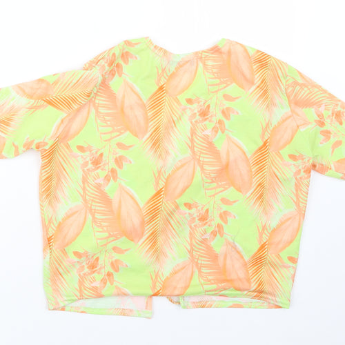 PRETTYLITTLETHING Womens Yellow Geometric  Cropped T-Shirt Size 12