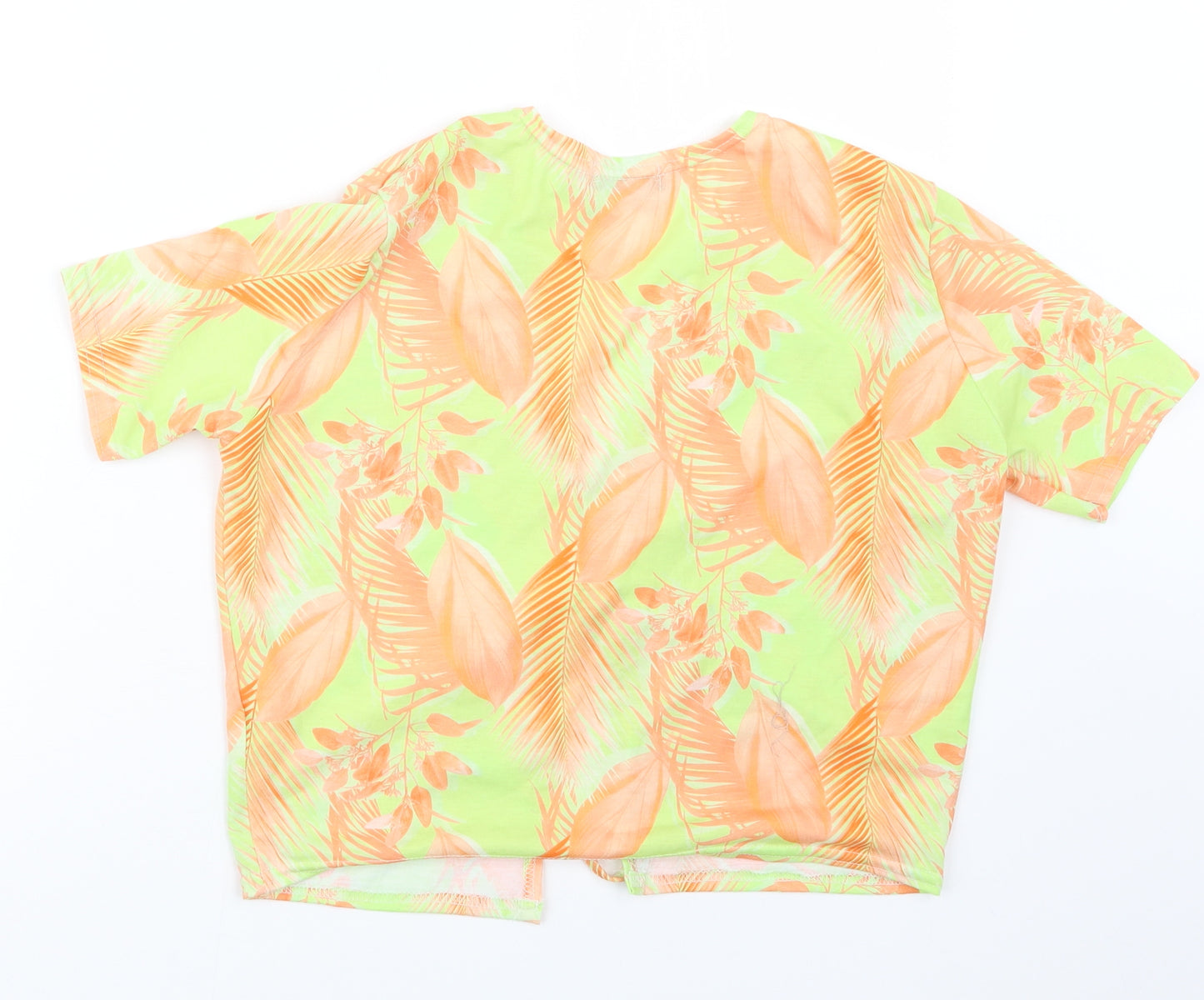 PRETTYLITTLETHING Womens Yellow Geometric  Cropped T-Shirt Size 12