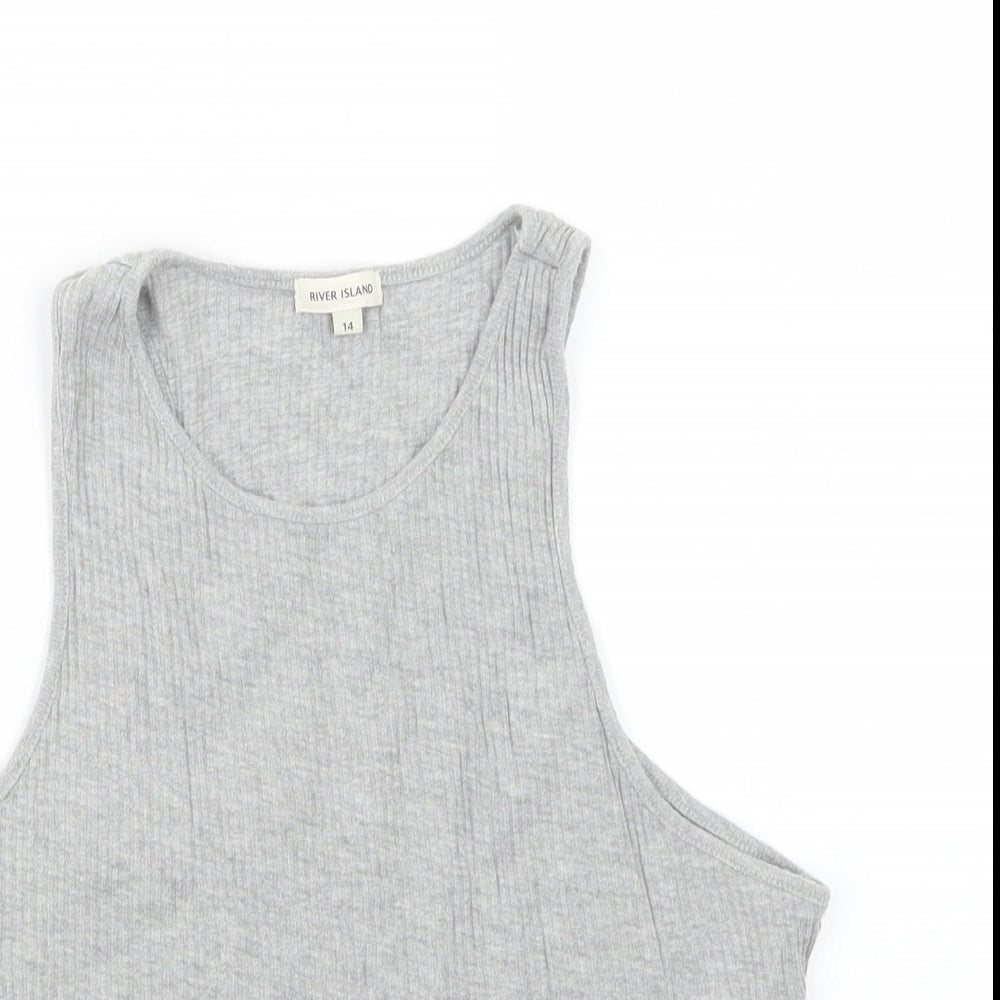 River Island Womens Grey   Cropped T-Shirt Size 14