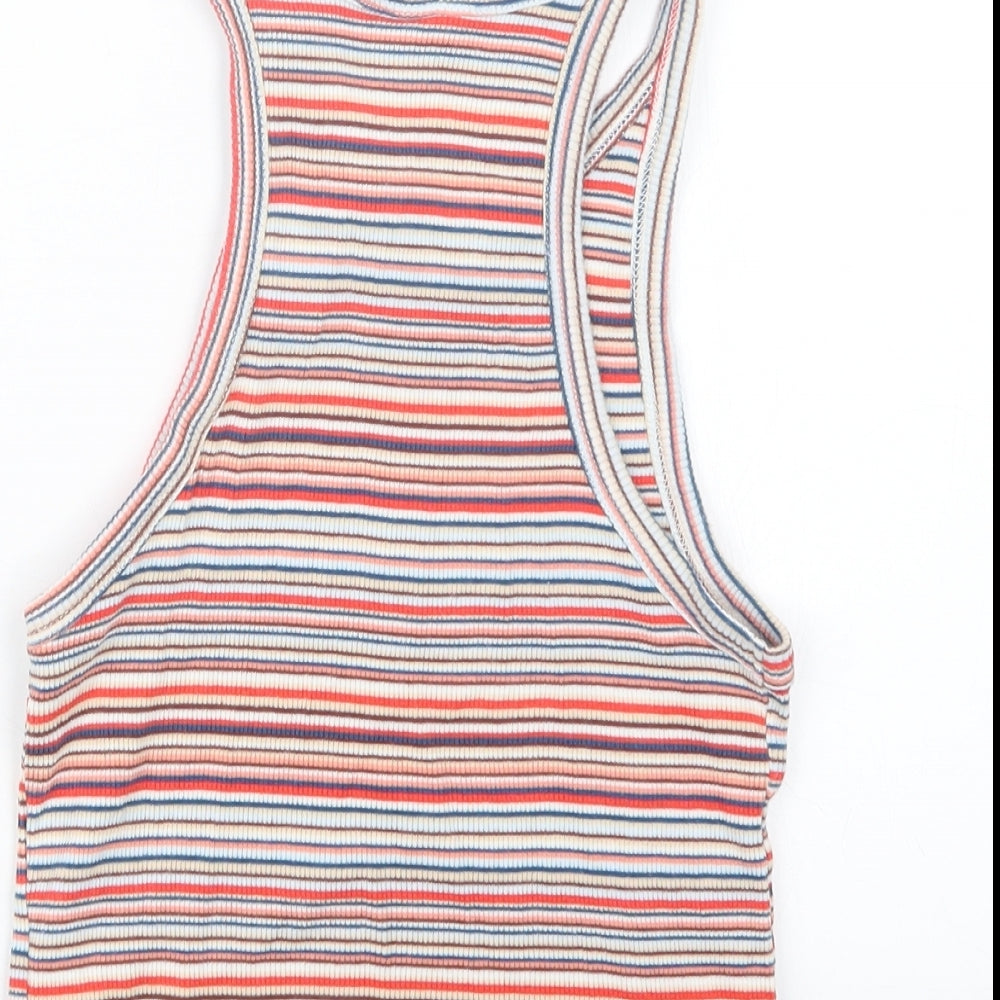 Urban Outfitters Womens Red Striped  Cropped T-Shirt Size M